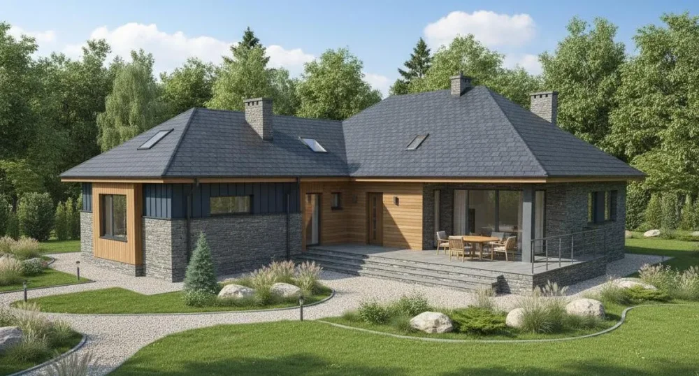 Проект Одноэтажный дом 21 на 18, 180 м2